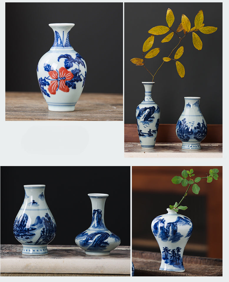Gohobi Hand-painted Blue and White Porcelain Vase (Water and Mountains)