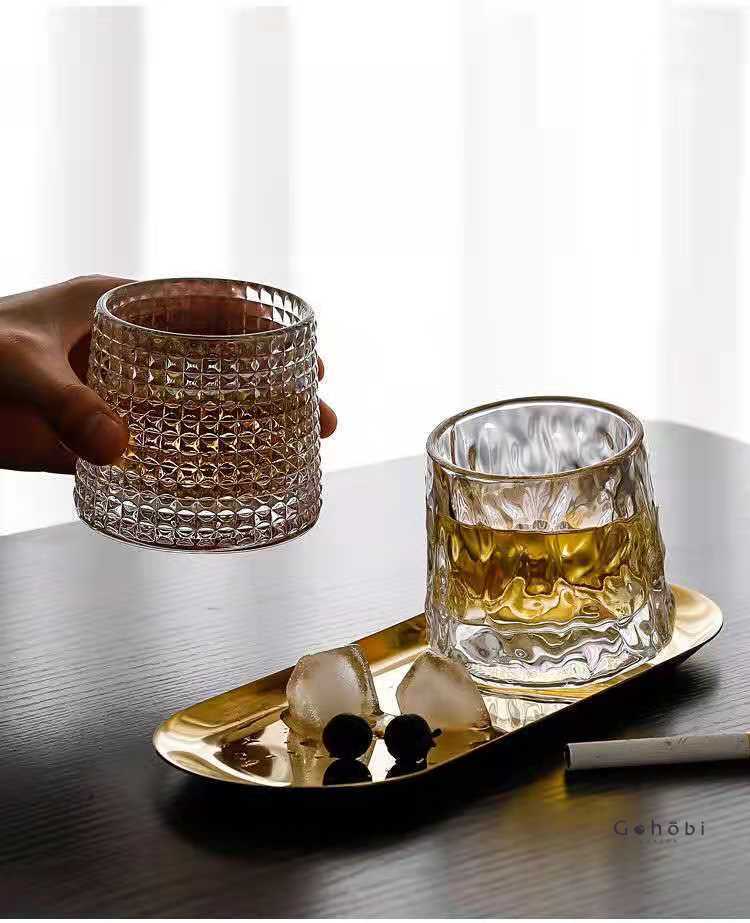 Gohobi Handmade Rotating Glass Tumbler –  Glass for Bar & Home