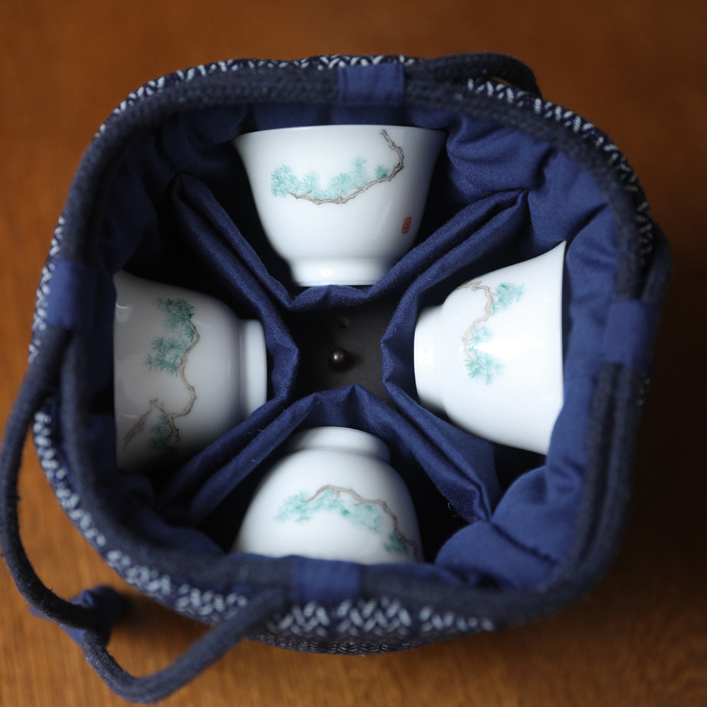 Gohobi Denim Large Teaware Storage Travel Bag Shifuku