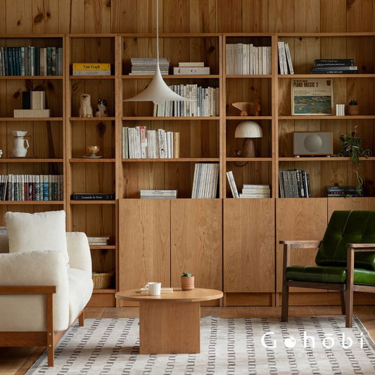 Gohobi Handmade Solid Wood Storage Cabinet – Multi-Layer Wooden Shelving Unit for Living Room or Study | FSC Certified Furniture