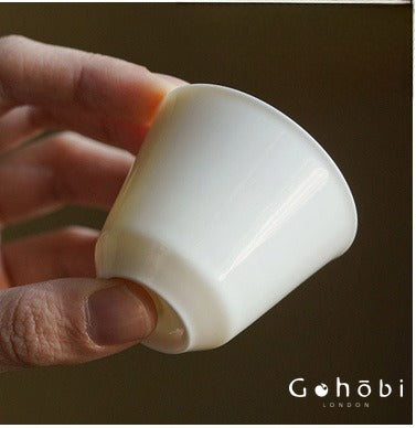 Gohobi Apricot White Ercai Gaiwan – Thin Porcelain Japanese Style Covered Tea Bowl