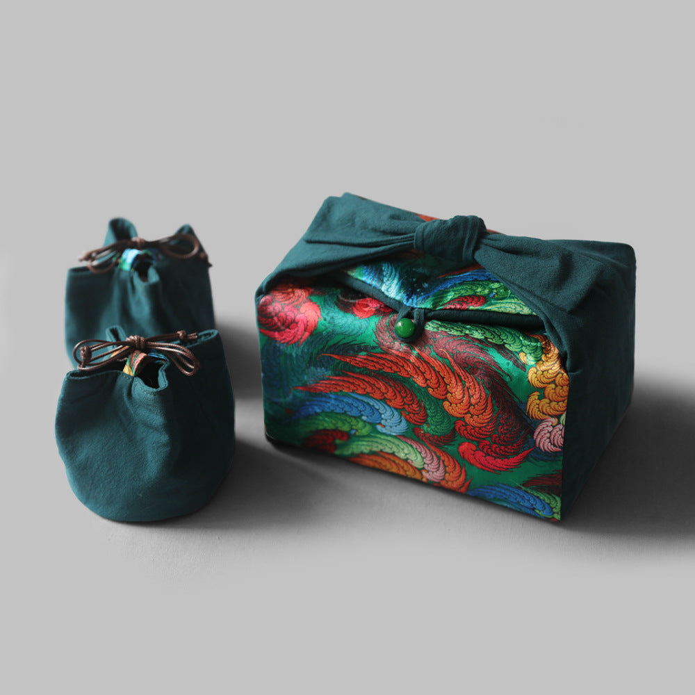 Gohobi Large Colourful Silk Teaware Storage Travel Bag Shifuku