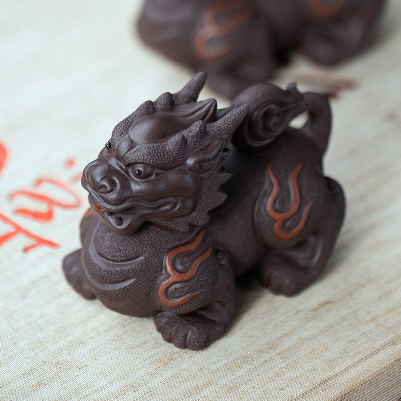 Gohobi Handmade Ceramic YiXing Clay Qilin Ornament Tea pet