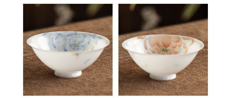 Gohobi Hand-painted Jade White Lotus Porcelain Tea Cup