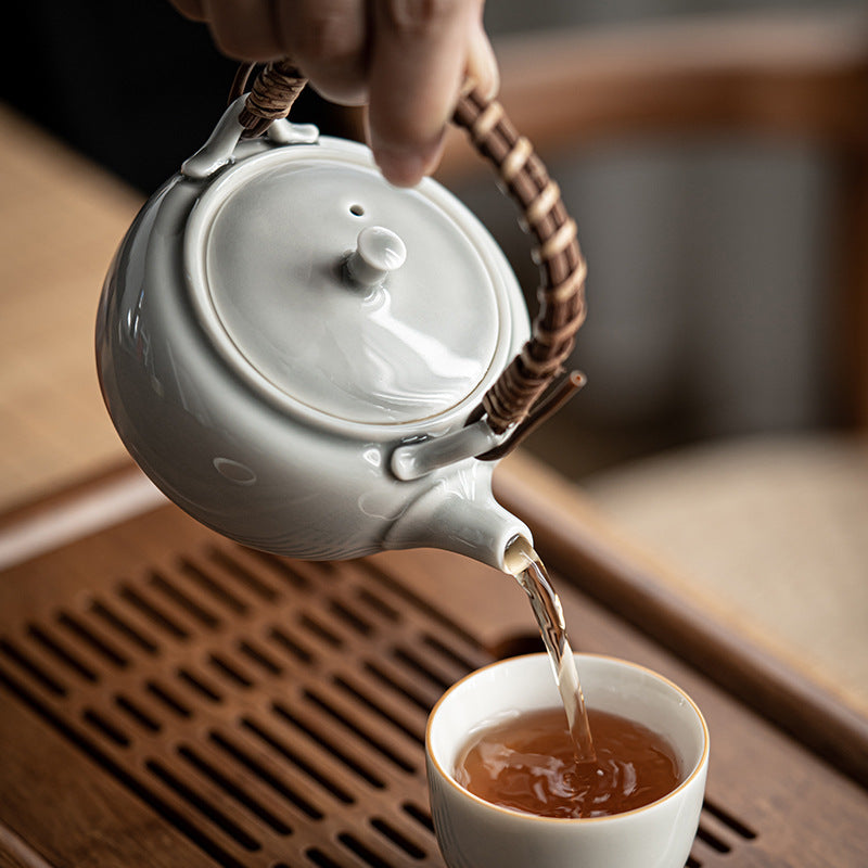 Gohobi Japanese Style Ice Grey and Green Teapot 006