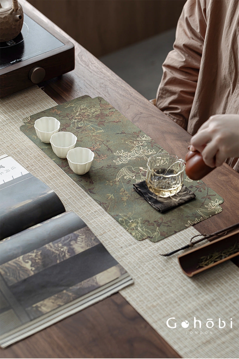 Gohobi Xiangyun Silk Tea Table Runner – Double-Sided Tea Mat Dry Brew Cloth