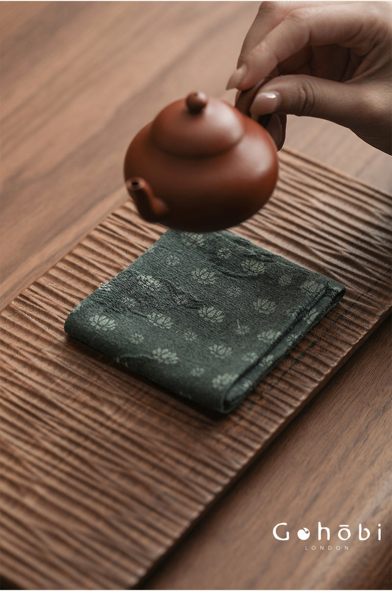Gohobi Retro Lotus Tea Towel – Thick Absorbent Zen Tea Cloth for Tea Table