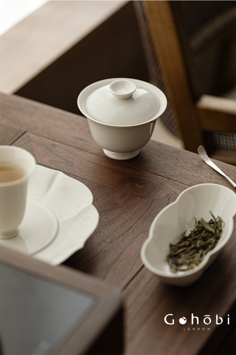 Gohobi Plant Ash Glaze High Foot Gaiwan – Song Style Handmade Literati Tea Bowl