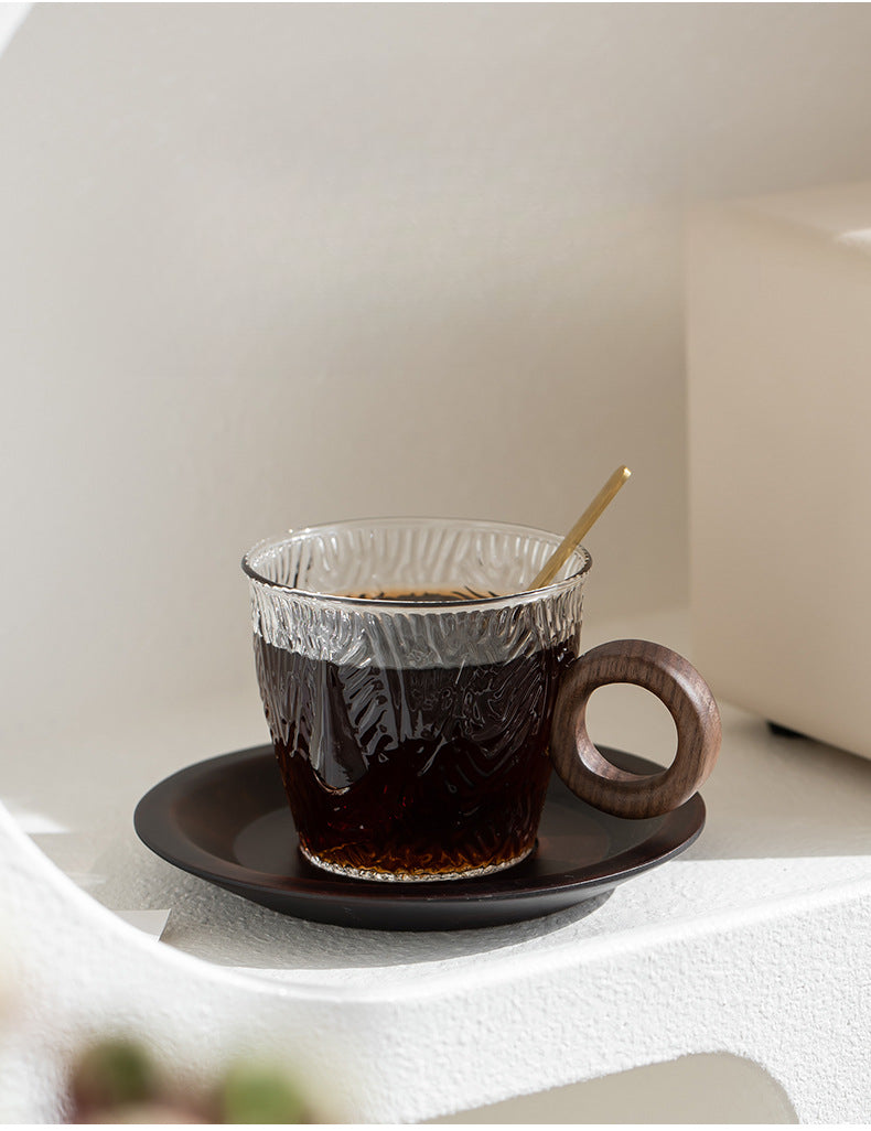 Gohobi Japanese Glass Coffee Cup with Saucer 006