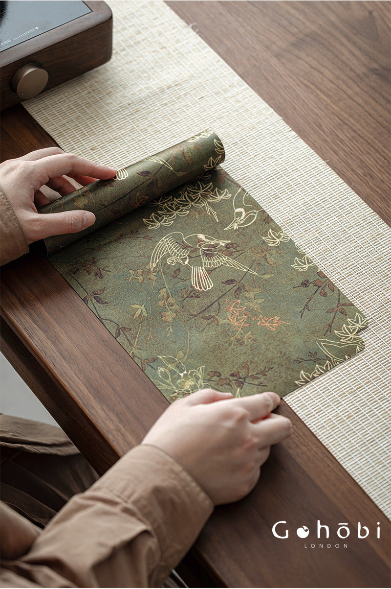 Gohobi Xiangyun Silk Tea Table Runner – Double-Sided Tea Mat Dry Brew Cloth