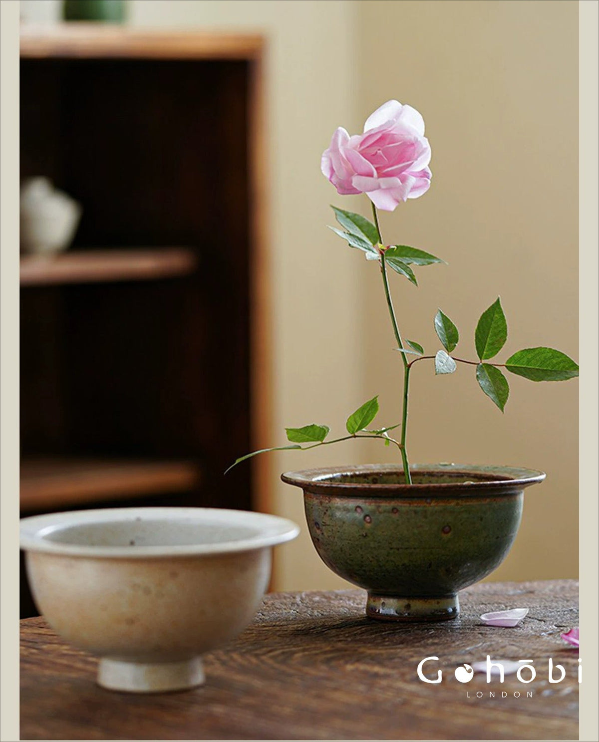 Gohobi Japanese Ikebana Mini Ceramic Vase – Jingdezhen Wabi-Sabi Hydroponic Plant Vessel
