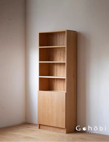 Gohobi Handmade Solid Wood Storage Cabinet – Multi-Layer Wooden Shelving Unit for Living Room or Study | FSC Certified Furniture