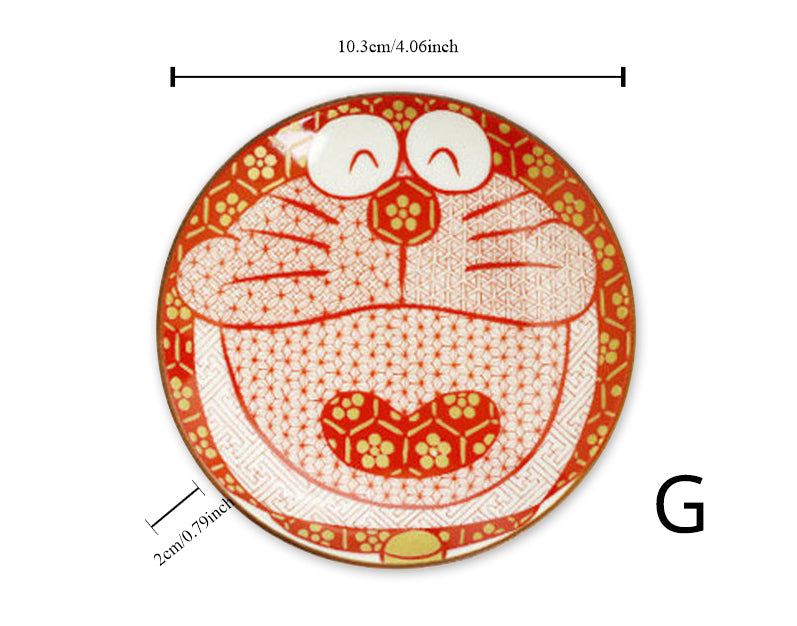 Gohobi Japanese Doraemon Tea Cup and Ceramic Plate Set [Made In Japan]