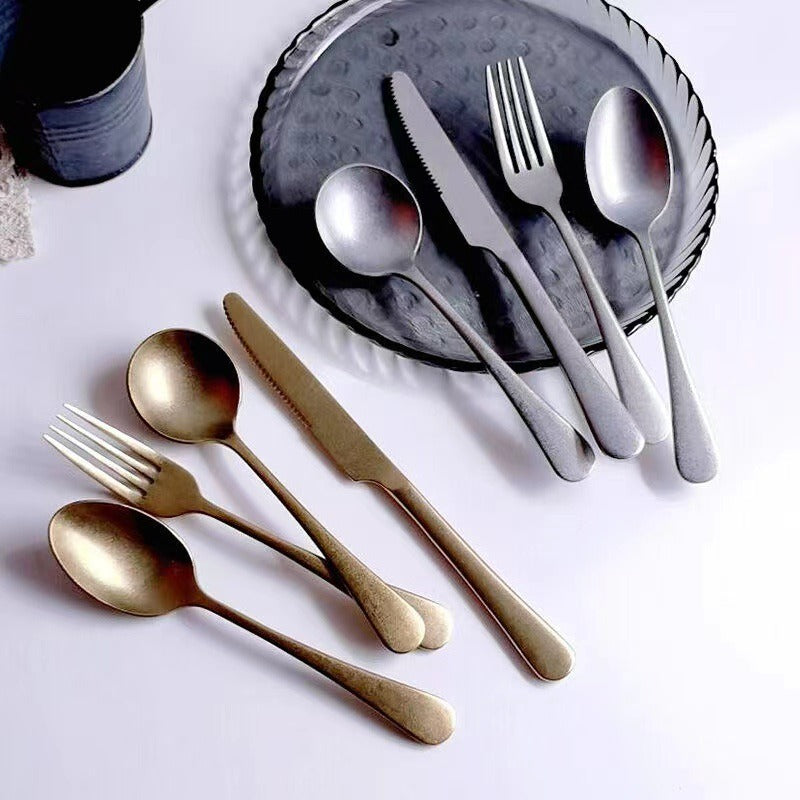Gohobi A Set of 6 Pieces Stonewashed Stainless Steel Cutlery (Clearance)