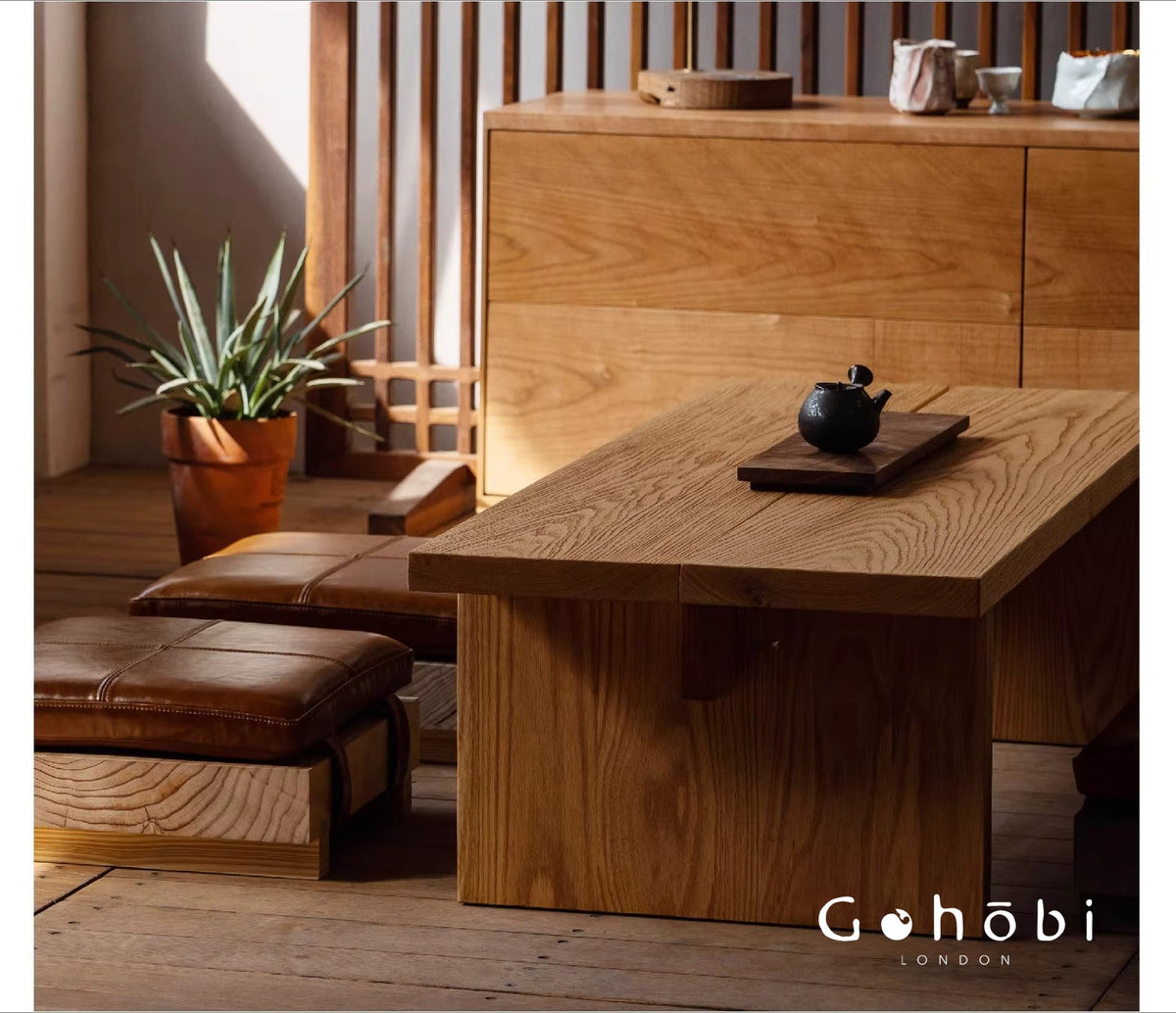 Gohobi Handmade Solid Wood Coffee Table – Japanese Modern Minimalist Tea Table for Living Room | FSC Certified Furniture