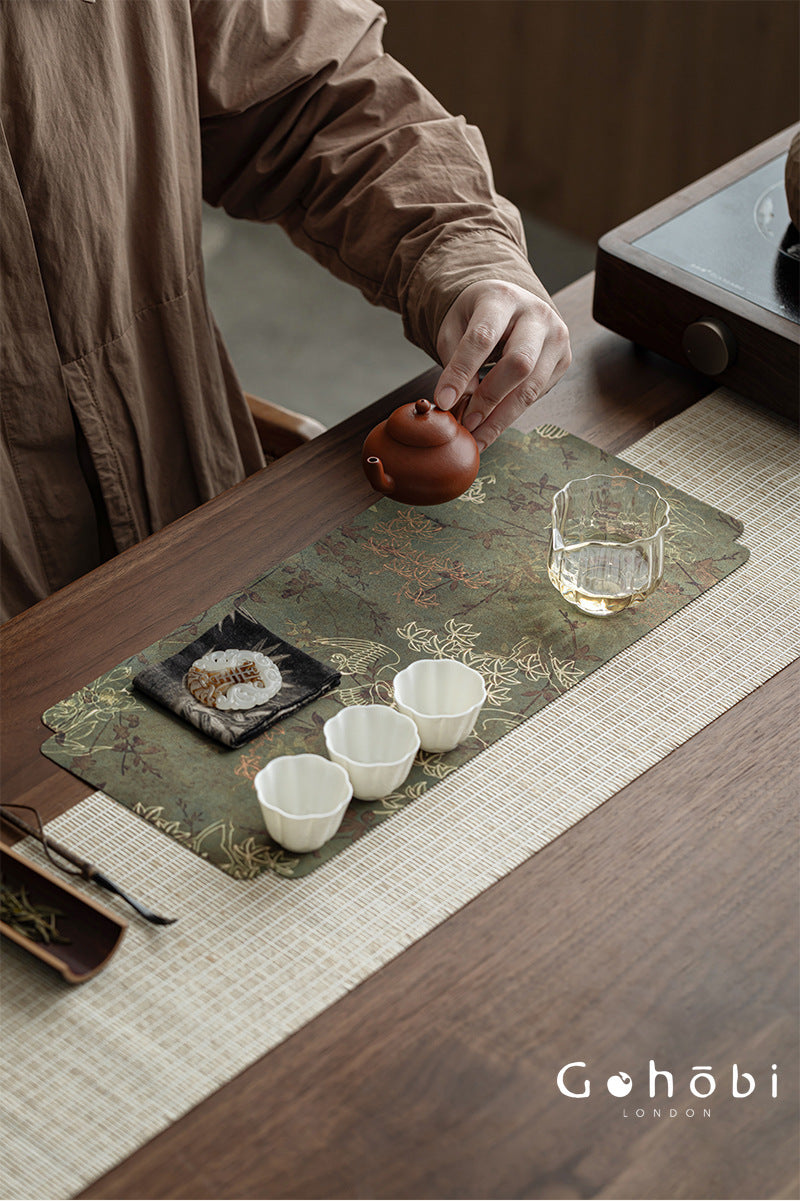Gohobi Xiangyun Silk Tea Table Runner – Double-Sided Tea Mat Dry Brew Cloth