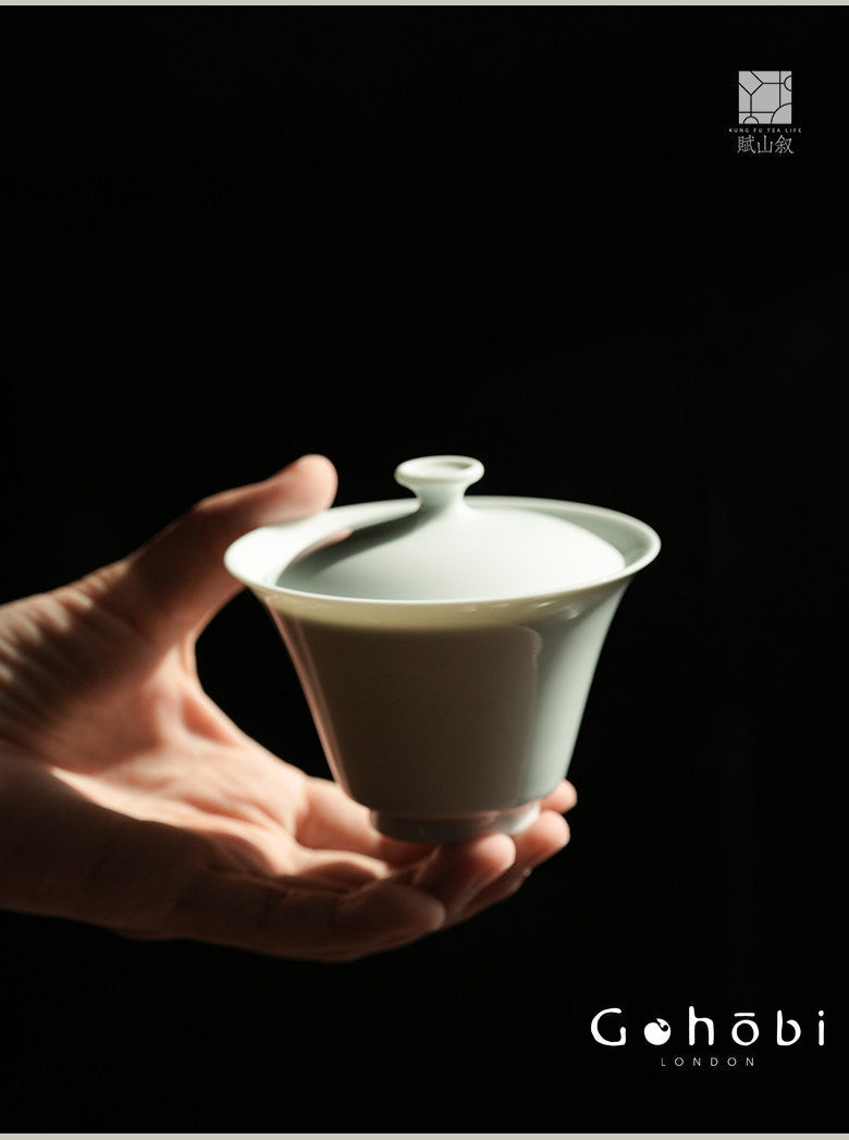 [賦山敘 x Gohobi] Gohobi Pure White Porcelain Gaiwan – Horseshoe Shape Thin Porcelain Gongfu Tea Bowl