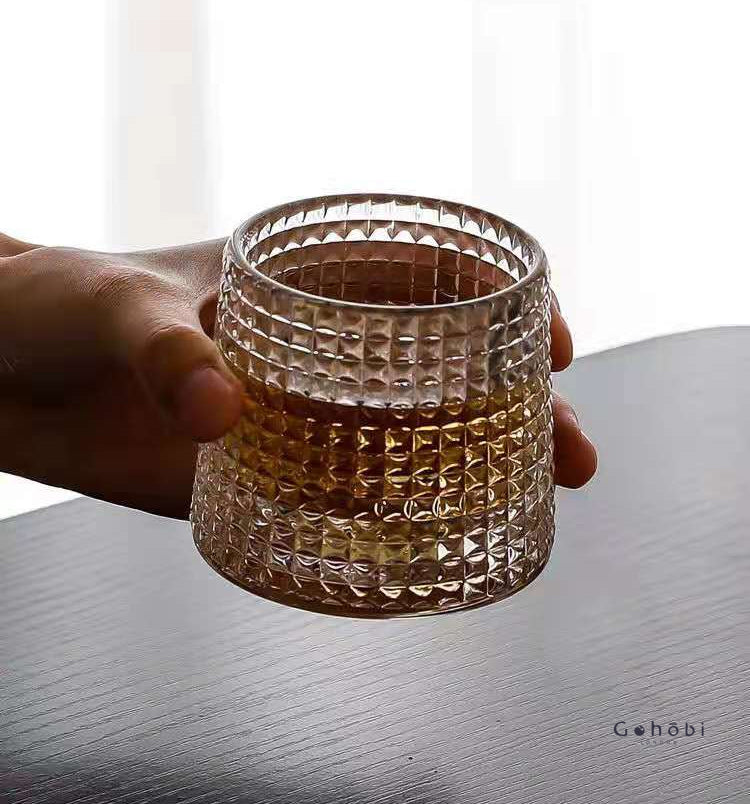 Gohobi Handmade Rotating Glass Tumbler –  Glass for Bar & Home