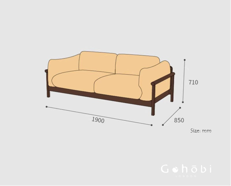 Gohobi Nordic Solid Wood Fabric Sofa – Handmade Double Sofa for Living Room or Small Apartment | FSC Certified Furniture