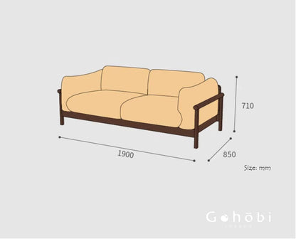 Gohobi Nordic Solid Wood Fabric Sofa – Handmade Double Sofa for Living Room or Small Apartment | FSC Certified Furniture