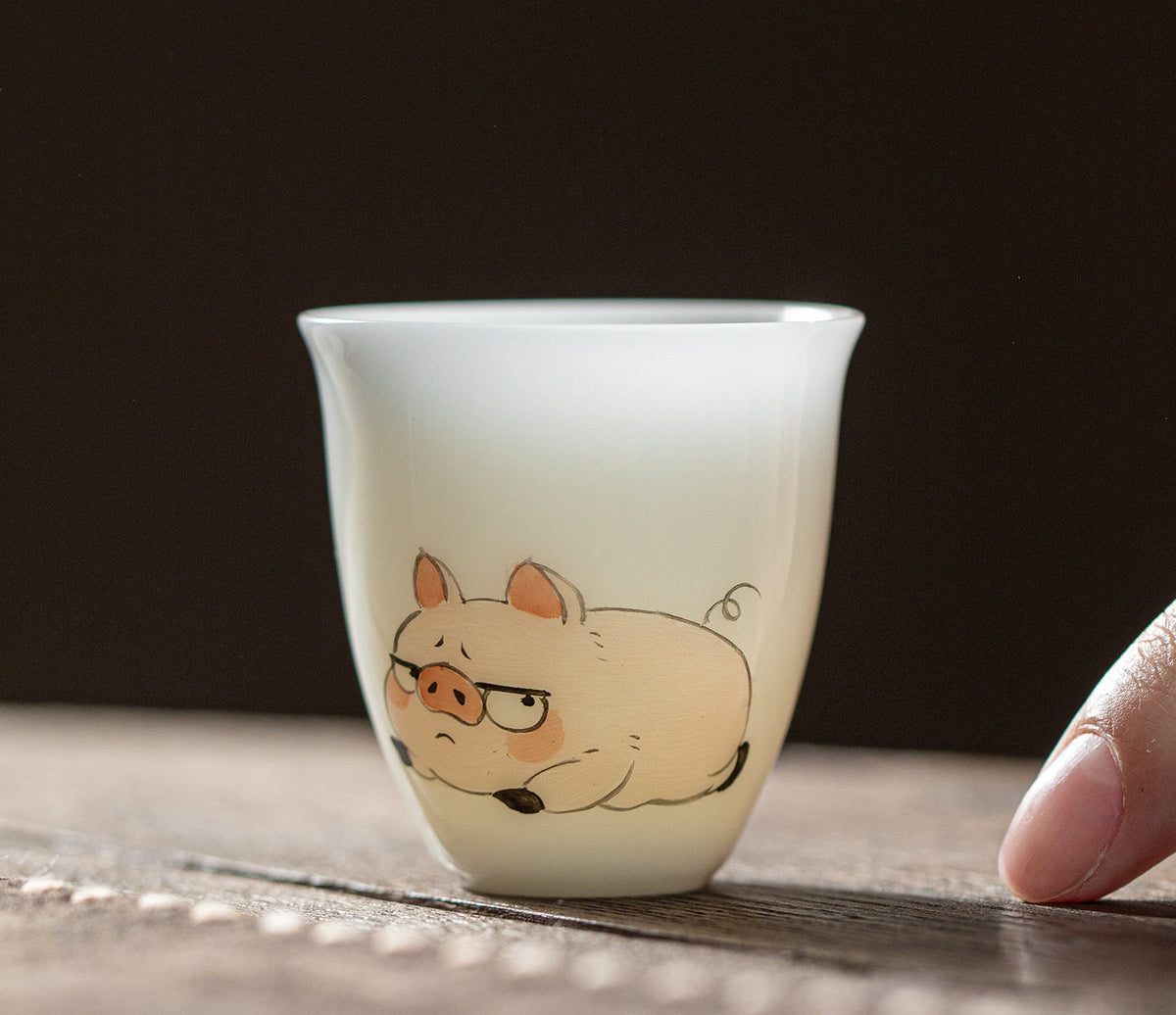 Gohobi White Jade Clay Chinese Zodiac Gongfu Tea Cup – Personal Ceramic Master Cup for Home Use and Gift