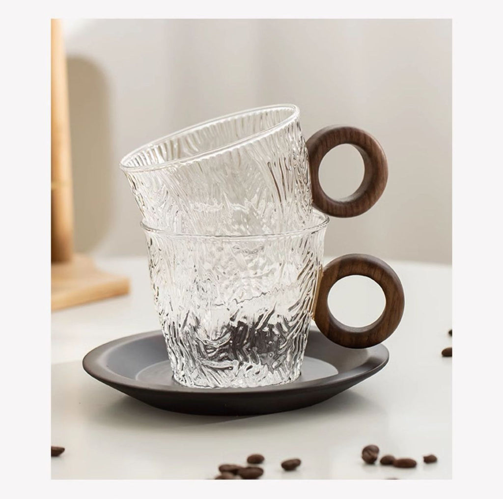 Gohobi Japanese Glass Coffee Cup with Saucer 006