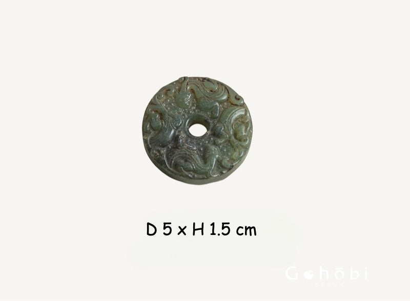 Gohobi Antique Style Jade Pendant – Pixiu and Ruyi Tea Ceremony Decorative Pendant
