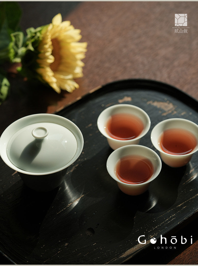 [賦山敘 x Gohobi] Gohobi Pure White Porcelain Gaiwan – Horseshoe Shape Thin Porcelain Gongfu Tea Bowl