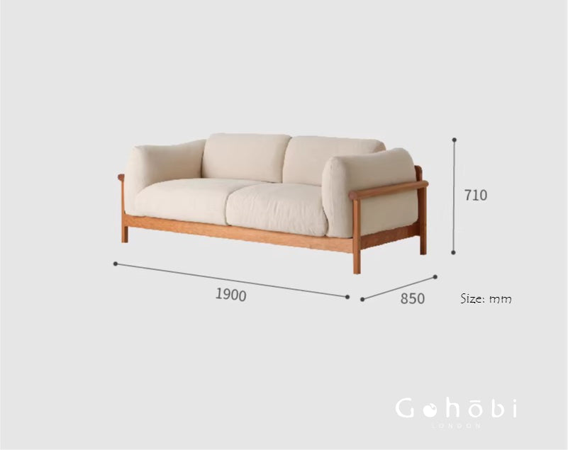 Gohobi Nordic Solid Wood Fabric Sofa – Handmade Double Sofa for Living Room or Small Apartment | FSC Certified Furniture