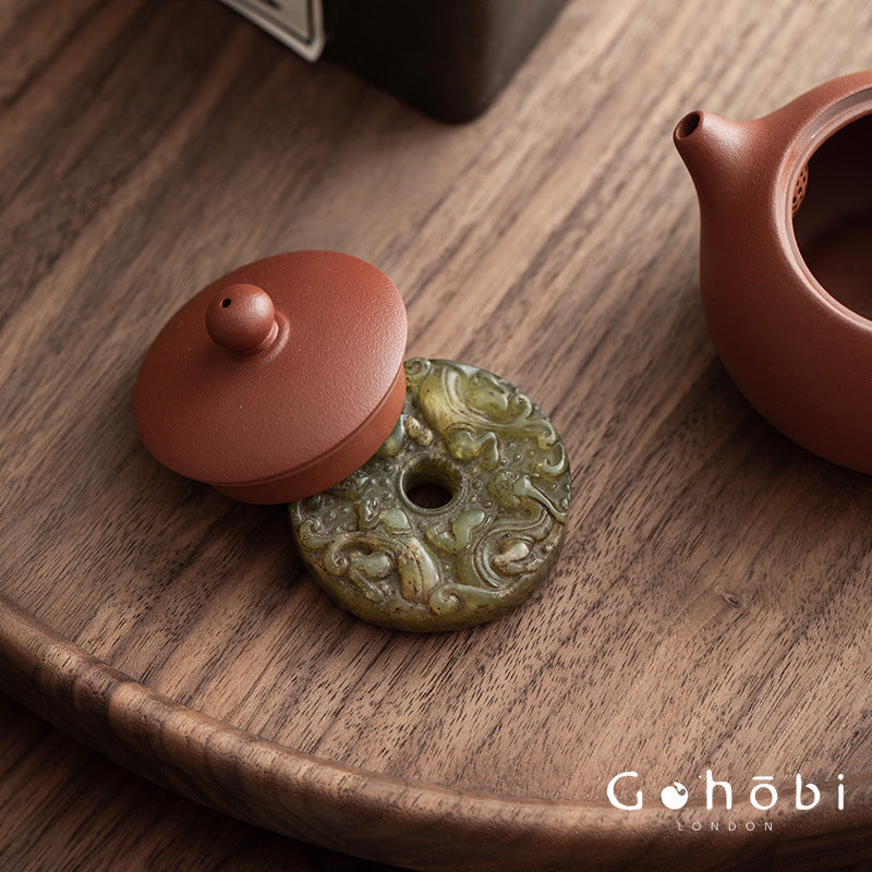 Gohobi Antique Style Jade Pendant – Pixiu and Ruyi Tea Ceremony Decorative Pendant