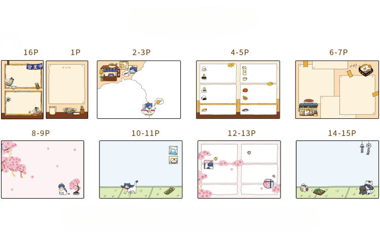 Gohobi Japanese Cat Magnetic Notebook, Monthly Planner, Study Notebook, Pocket Diary