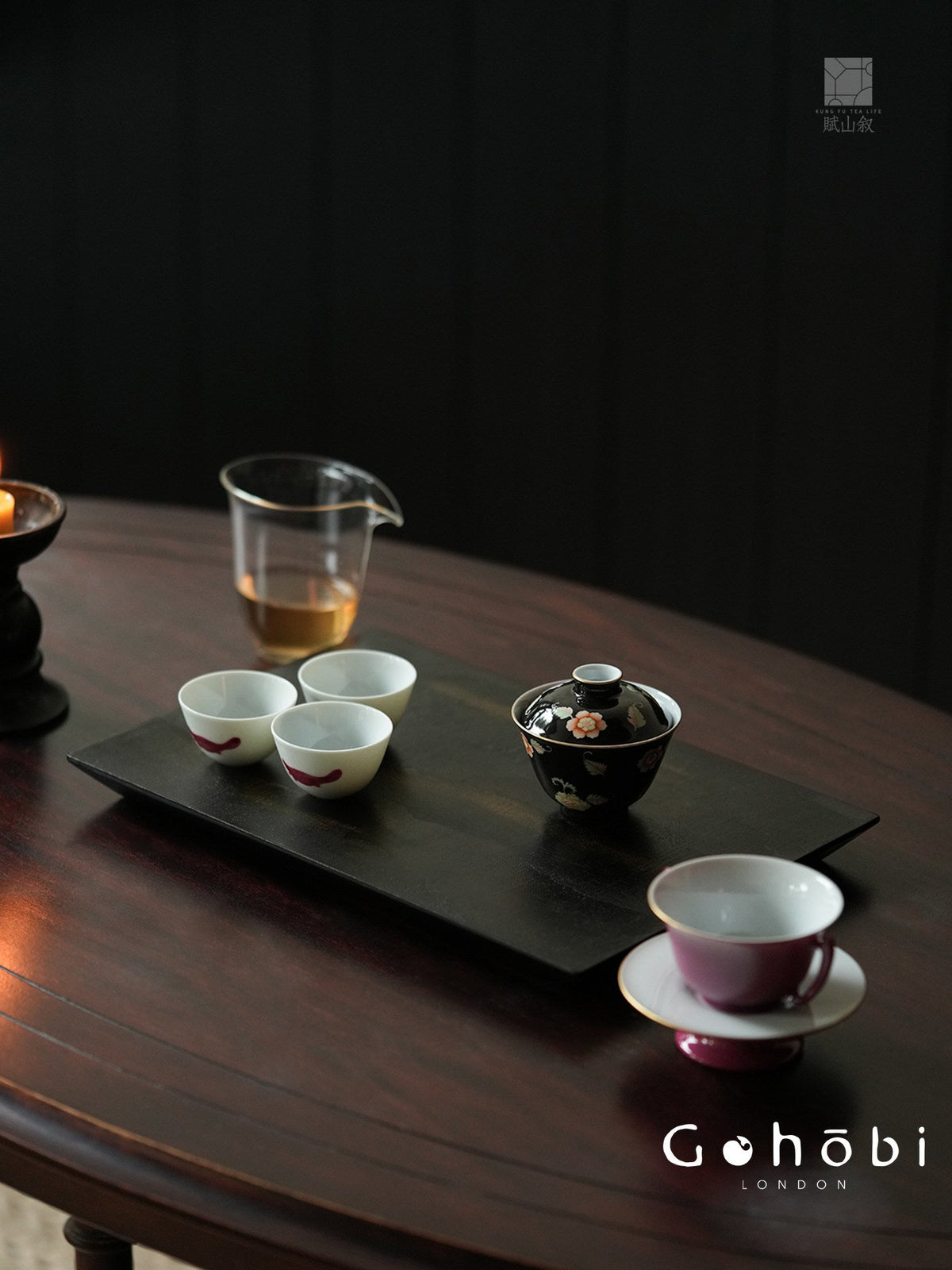 [賦山敘 x Gohobi] Gohobi Black Gold Lacquer Tea Tray – Handmade Ginkgo Wood Dry Brew Tea Tray Wabi Sabi Style