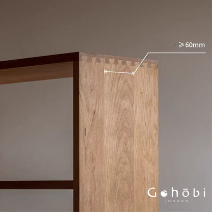 Gohobi Handmade Solid Wood Storage Cabinet – Multi-Layer Wooden Shelving Unit for Living Room or Study | FSC Certified Furniture