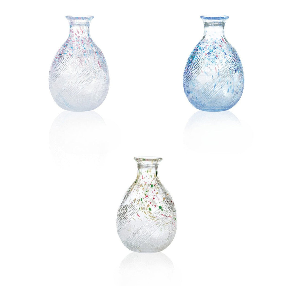 Gohobi Toyo Sasaki Japanese Hammered Glass Sake Jug Set – Stained Glass Wine Set Gift | Made in Japan