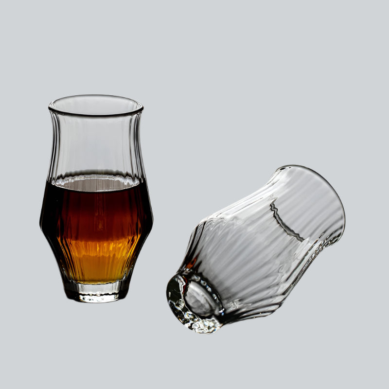 Gohobi Handmade Striped Glass Aroma Tea Cup --Ideal for Matcha, Lattes & Desserts