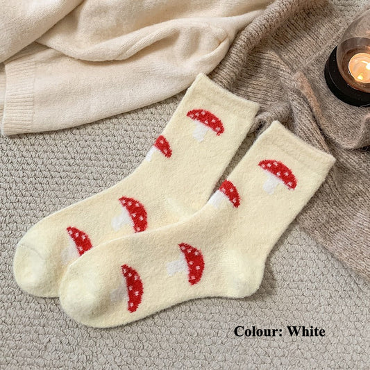 Gohobi Cozy Fleece-Lined Mushroom Socks