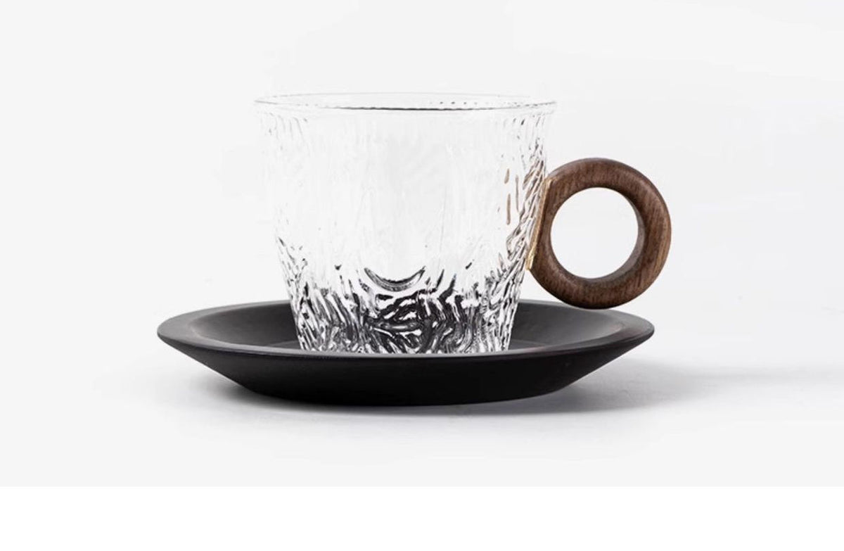 Gohobi Japanese Glass Coffee Cup with Saucer 006
