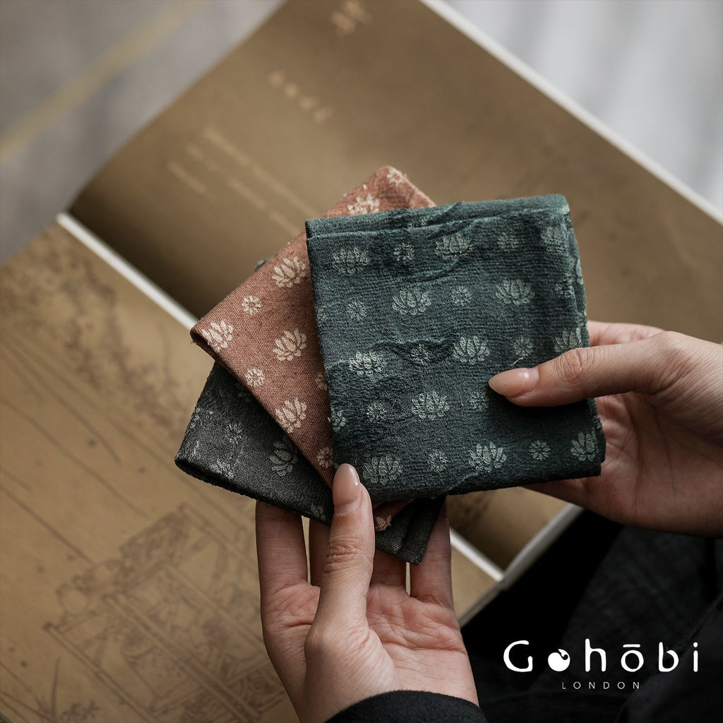 Gohobi Retro Lotus Tea Towel – Thick Absorbent Zen Tea Cloth for Tea Table