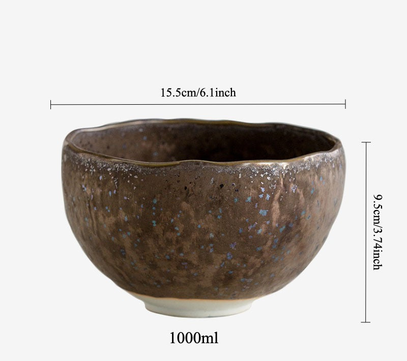Gohobi Japanese Minoyaki Coarse Pottery Rice Bowl – Wabi Sabi Handmade Soup Bowl | Made in Japan