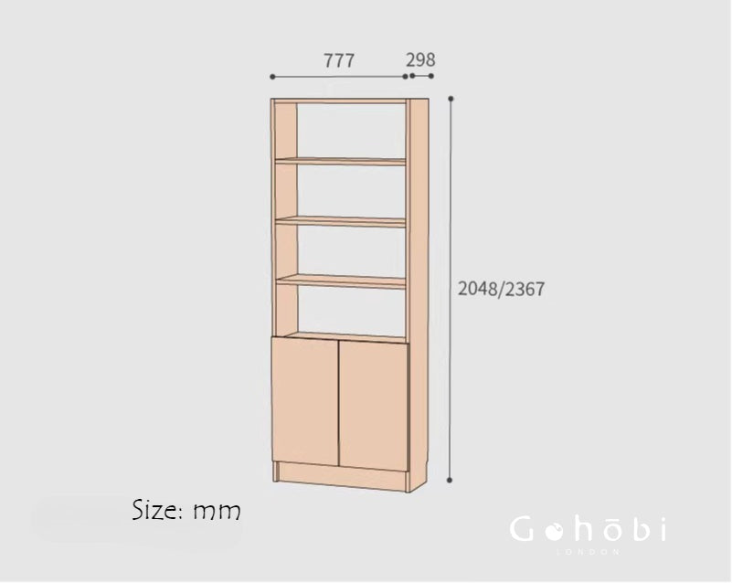 Gohobi Handmade Solid Wood Storage Cabinet – Multi-Layer Wooden Shelving Unit for Living Room or Study | FSC Certified Furniture