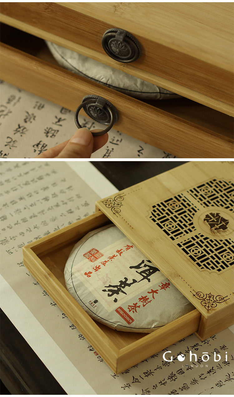 Gohobi Bamboo Pu’er Tea Tray – Multi-Layer Drawer Style Gongfu Tea Tray