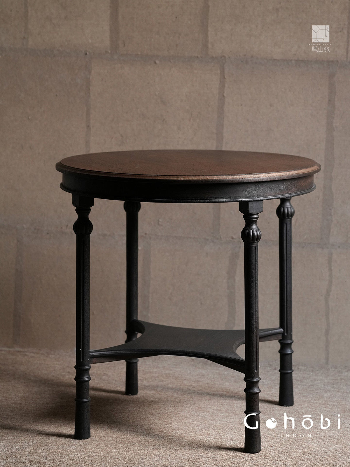 [賦山敘 x Gohobi] Gohobi Wabi-Sabi Teak Wood Tea Table – Round Solid Wood Tea Table