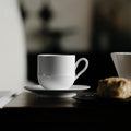 Gohobi Handmade Waist Line Ceramic Jade White Clay Coffee Cup Mug