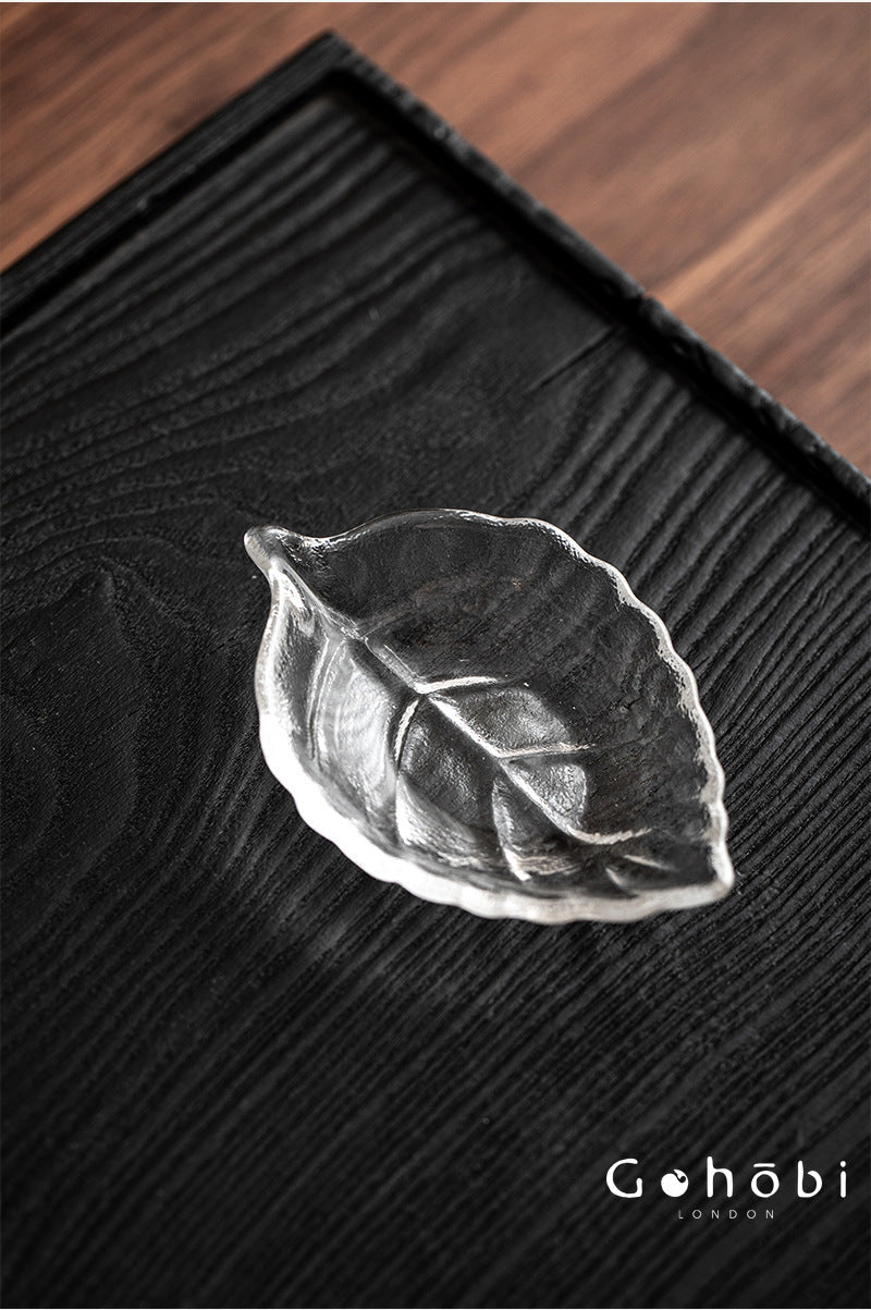 Gohobi Crystal Glass Leaf Tea Holder – Zen Leaf Tea Lotus Presentation Dish