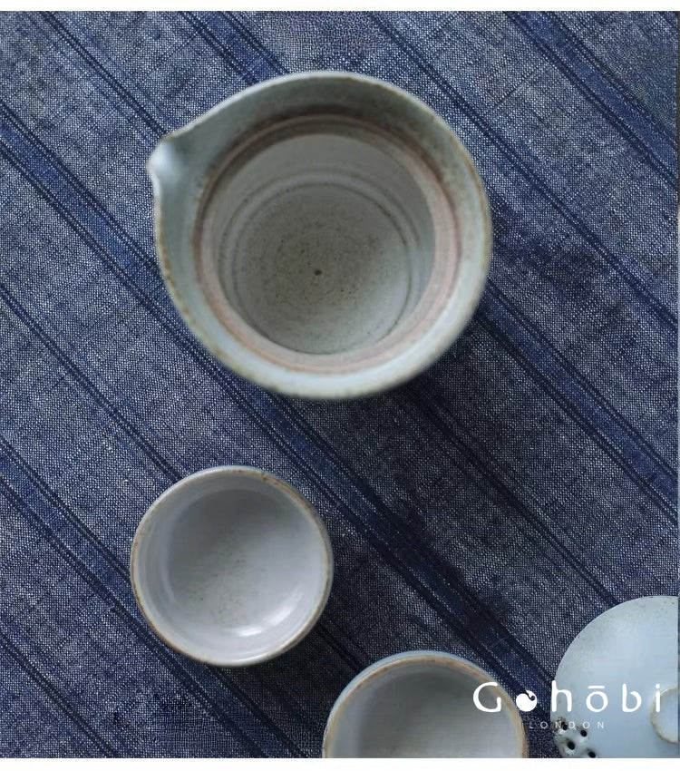 Gohobi Jingdezhen Ceramic Travel Gongfu Tea Set – One Pot Two Cups Portable Teapot Teacup Set