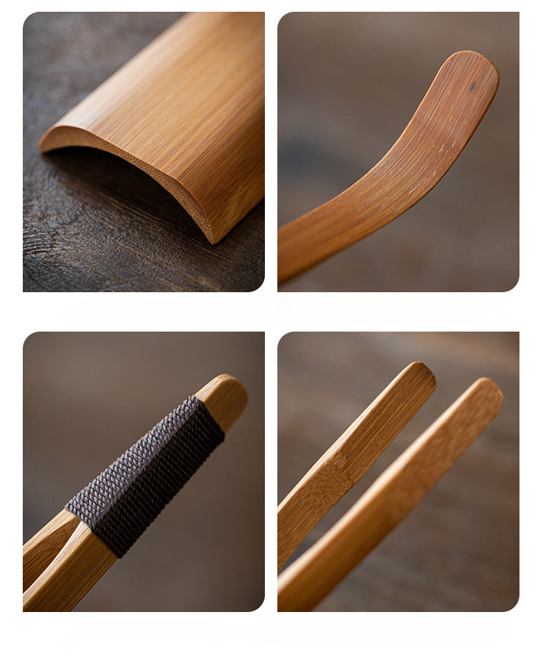 Gohobi Retro Bamboo Chaze Tea Tool Set – Handmade Chinese Tea Lotus Scoop, Teaspoon & Tea Needle Three-Piece Set