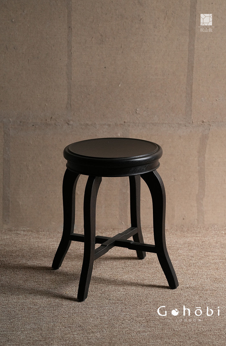 [賦山敘 x Gohobi] Gohobi Shanghai Style Teak Wood Stool – Black Round Solid Wood Tea Table Stool