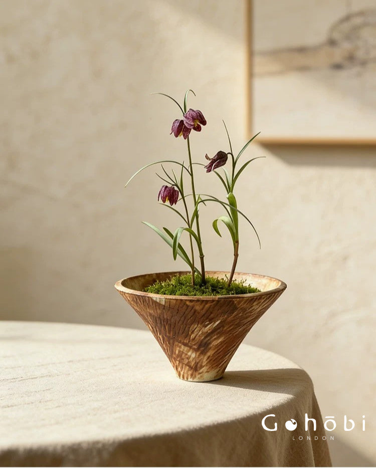 Gohobi Japanese Ikebana Ceramic Flower Pot – Jingdezhen Wabi-Sabi Desktop Planter