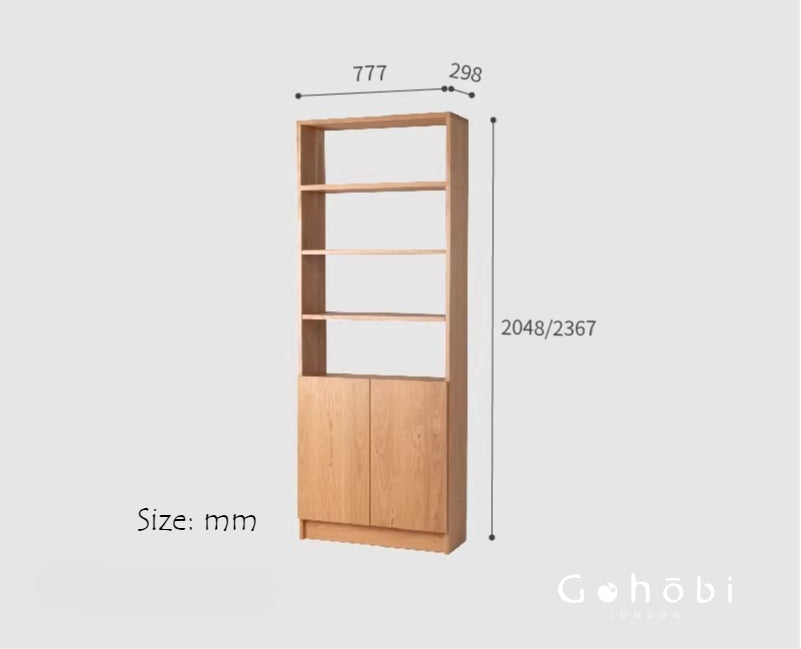 Gohobi Handmade Solid Wood Storage Cabinet – Multi-Layer Wooden Shelving Unit for Living Room or Study | FSC Certified Furniture