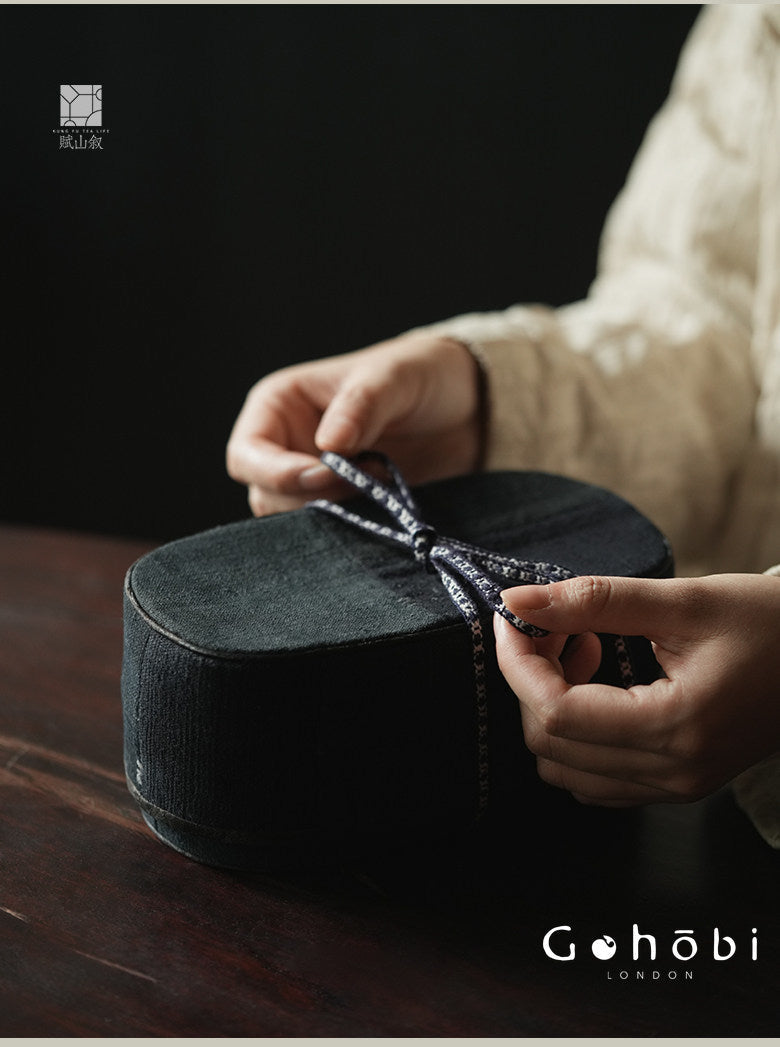 [賦山敘 x Gohobi] Gohobi Indigo Dyed Tea Set Storage Bag – Handmade Cloth Travel Teacup & Teapot Pouch